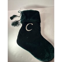 Dark Green Christmas Stocking With the Letter C on it - $9.99