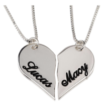 Breakable Heart Personalized Necklace Set: Sterling Silver, 24K Gold, Rose Gold - £102.71 GBP