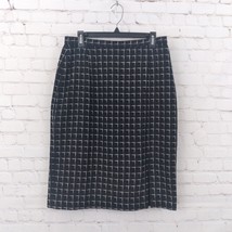 Ann May Skirt Womens 12 Black Plaid Windowpane Silk High Rise Slit Lined... - £15.94 GBP