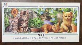 5 KITTENS ON SHELF Ceaco 700 Piece Panoramic Jigsaw Puzzle Herb &amp; Flower... - $9.64