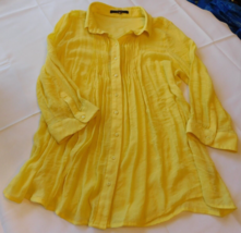 Fever Women&#39;s Ladies Blouse 3/4 Sleeve Size See Measurements Yellow shirt GUC - $15.43