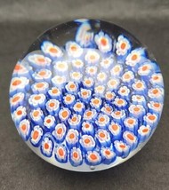 Vintage Mini Murano Millefiori Glass Paperweight Red Blue White PB203/8 - £31.96 GBP