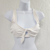 Bikini Swim Top White Tie Front Textured Adjustable Straps Women&#39;s XL - £7.91 GBP
