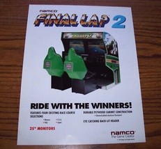 FINAL LAP 2 Video Arcade Game Flyer Promo  Original 1991 Auto Race Vintage Art - £16.77 GBP