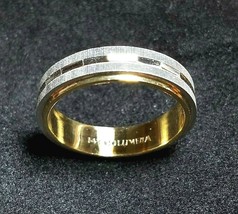 Men&#39;s 14K Gold Wedding RING(5mm) 2Tone/Mid-Beveled/Florentine GroovesSz8~5.41g - £495.51 GBP