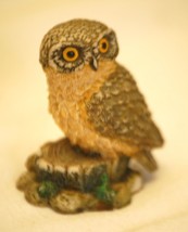 Owl Sitting on Log Resin Figurine Shadowbox Decor a - £7.78 GBP