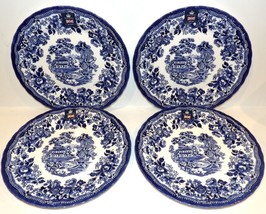 Stunning Set Of 4 Royal Wessex England Tonquin Blue &amp; White 10&quot; Dinner Plates - £44.39 GBP