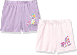 NEW Girls JoJo Siwa Graphic Knit Shorts 2 pr multipk bundle sz 4 pink &amp; lavender - £9.55 GBP