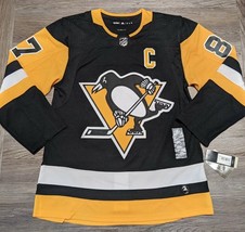 Adidas Sidney Crosby Pittsburgh Penguins Men&#39;s 50 M Authentic Home Jersey - £167.64 GBP