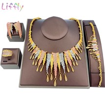 Ets dubai gold jewelry elegant women shape big necklace african bridal wedding bracelet thumb200