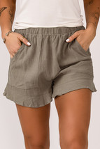 Khaki High Waist Pocketed Ruffle Shorts - $259.27 MXN