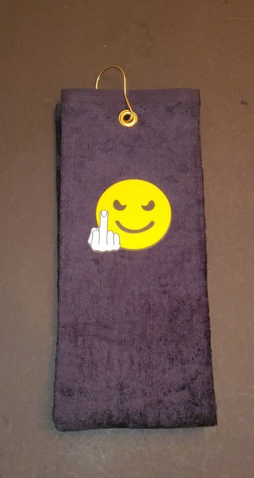 Smiley Face Finger Golf Sport Towel 26x16 Black - $15.60