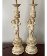 Vtg. Mid Century PAIR Lamps Lamp Italian Classical Cherubs Hollywood Reg... - £180.08 GBP