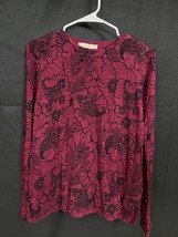 LOFT SKU 7743 Womens Purple and Black Floral Sweater Size L - £14.41 GBP