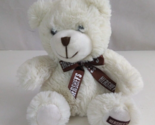 Galerie Hershey&#39;s Chocolate White Teddy Bear With Brown Ribbon 7&quot; Plush - £6.05 GBP