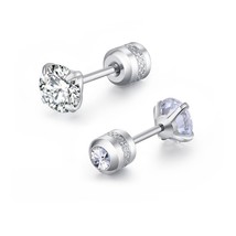 Mm stud earrings women hypoallergenic double round cubic zirconia stainless steel women thumb200