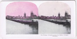 Stereo View Card Stereograph Bridge Of Boats Across The Rhine Cologne Ge... - $4.94