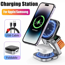 Magnetic Wireless Charger Stand for Samsung Galaxy Iphone 15 14 13 12 Iwatch  - £21.01 GBP+