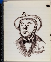 Vintage Ink Sketch Drawing on Paper Mid Century Man 1968 tob - £67.35 GBP