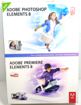 Adobe Photoshop Elements 8 + Adobe Premier Elements 8 Software 2 CD Discs w/ Key - £23.77 GBP