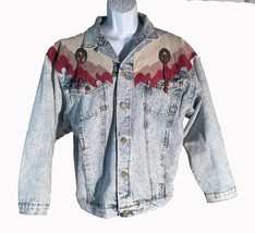 VINTAGE DENIM &amp; LEATHER WESTERN COWBOY SHAWNEE DESIGNS JACKET Medium - $39.59