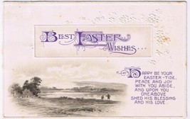 Holiday Postcard Embossed Best Easter Wishes River 1913 - $2.06