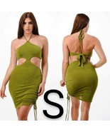 Olive Green Halter Cut Out Bodycon Dress~Size S - $43.38 CAD