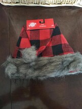 New Buffalo Plaid Santa Hat Christmas. Red &amp; Black-Brand New-SHIPS Same Bus Day - £15.71 GBP