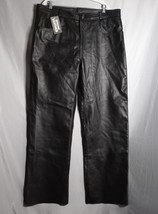 Xelement Leather Pants Men&#39;s Size 42 Black Heavy Bikers Raw Hem Straight Leg NWT - $178.10