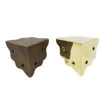 Set of Vintage Solid Brass Box Corner Protector Decor Shelf Cabinet Hard... - $43.00+