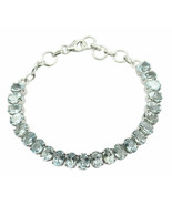 fine Blue Topaz 925 Sterling Silver Blue Bracelet Natural normaly US gift - $1,484.09 MXN