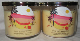 Bath &amp; Body Works 3-wick Scented Candle Lot Set Of 2 Juicy Pink Grapefruit - £50.78 GBP