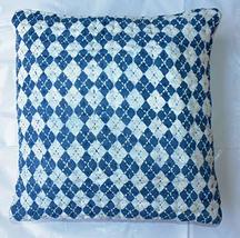 Traditional Jaipur Indigo Kantha Block Print Cushion Covers, Handmade Kantha Wor - £12.78 GBP