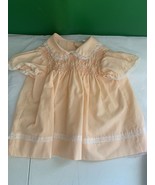 Vtg Cradle Togs Peach Smocked Short Sleeve Lacy Dress See Measurements I... - £7.27 GBP