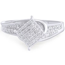 1/10CT Diamanti Finti Grappolo Quadrato Fidanzamento Vintage Anello Argento - £103.45 GBP
