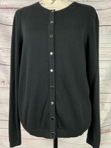 Talbots Button Front Cashmere Cardigan Womens Lp Long Sleeves Lightweight Black - £14.14 GBP