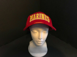 US MARINE CORPS PADDED SATIN STITCH MARINE RED HOOK AND LOOK STRAP CAP HAT - $13.76