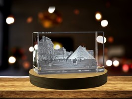 LED Base included | Musée du Louvre 3D Engraved Crystal Keepsake Souvenir - £31.97 GBP+