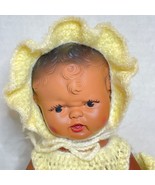 Vintage Black African American Baby Doll 10” Molded Hair Yellow Crochet ... - $49.45