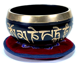 Tibetan Singing Bowl ~ 4 inch, Meditation Sound Bowl &amp; Pillow ~ No Striker - £16.82 GBP