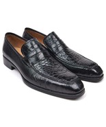 Paul Parkman Mens Shoes Penny Loafer Black Crocodile Ostrich Handmade 10... - £707.42 GBP