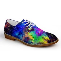 Noisydesigns Customized Shoes Color Interstellar Galaxy Starry Print Men Leather - £56.03 GBP