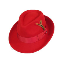 Men BENTLY HEADWEAR Hat Australian Wool Pinch Front Fedora HUDSON HU426 Red image 4