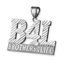 Sterling Silver &quot;Brothers for Life&quot; B4L Diamond-cut Men&#39;s Hip-hop Pendant - £39.31 GBP