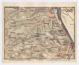 1911 Antique Map Of Vienna Doebling Klosterneuburg Vicinity / Austria - £15.31 GBP