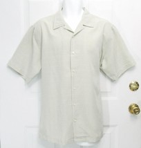 Sz L Alfani Mens Light Gray w/Touch of Green Cotton/Poly SS Button Shirt... - $12.75