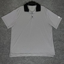 Adidas Polo Shirt Mens 2XL Grey Black Striped Climalite Short Sleeve Gol... - £12.04 GBP