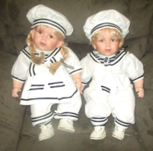 Cathay Porcelain &amp; Cloth Blonde Sailor Girl &amp; Sailor Boy 21 in Dolls - £27.18 GBP