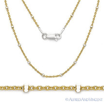 1.9mm Bead 1.3mm Cable 925 Sterling Silver 14k Yellow Gold-Plated Chain Necklace - £22.02 GBP+