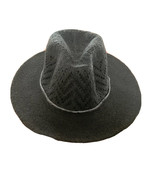 New Hollister Women Black Eyelet Cozy Knit Pointelle Chevron Fedora Hat 21&quot; - £15.90 GBP